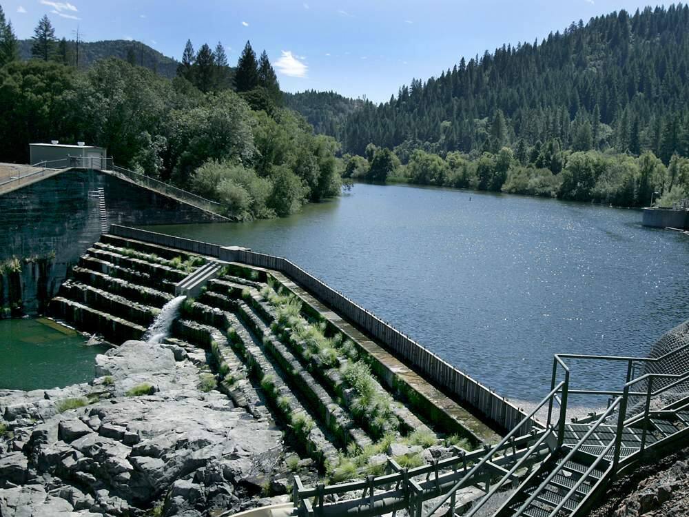 The Van Arsdale Dam and reservoir on the Eel River.