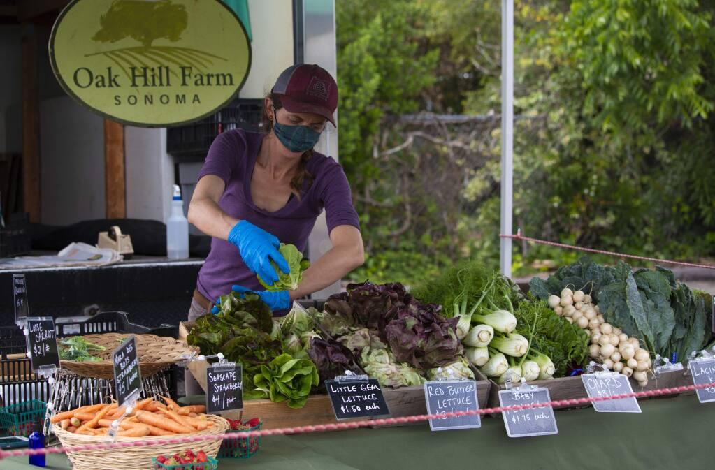Oak Hill Farms presented a safe and socially distanced stall at the 2020 Tuesday farmers market when it was temporarily staged at Depot Park.