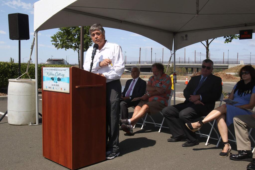 Mayor David Glass speaking at the US 101 Old Redwood HWY interchange project ribbon cutting ceremony in Petaluma on Thursday, July 30, 2015. (SCOTT MANCHESTER/ARGUS-COURIER STAFF)