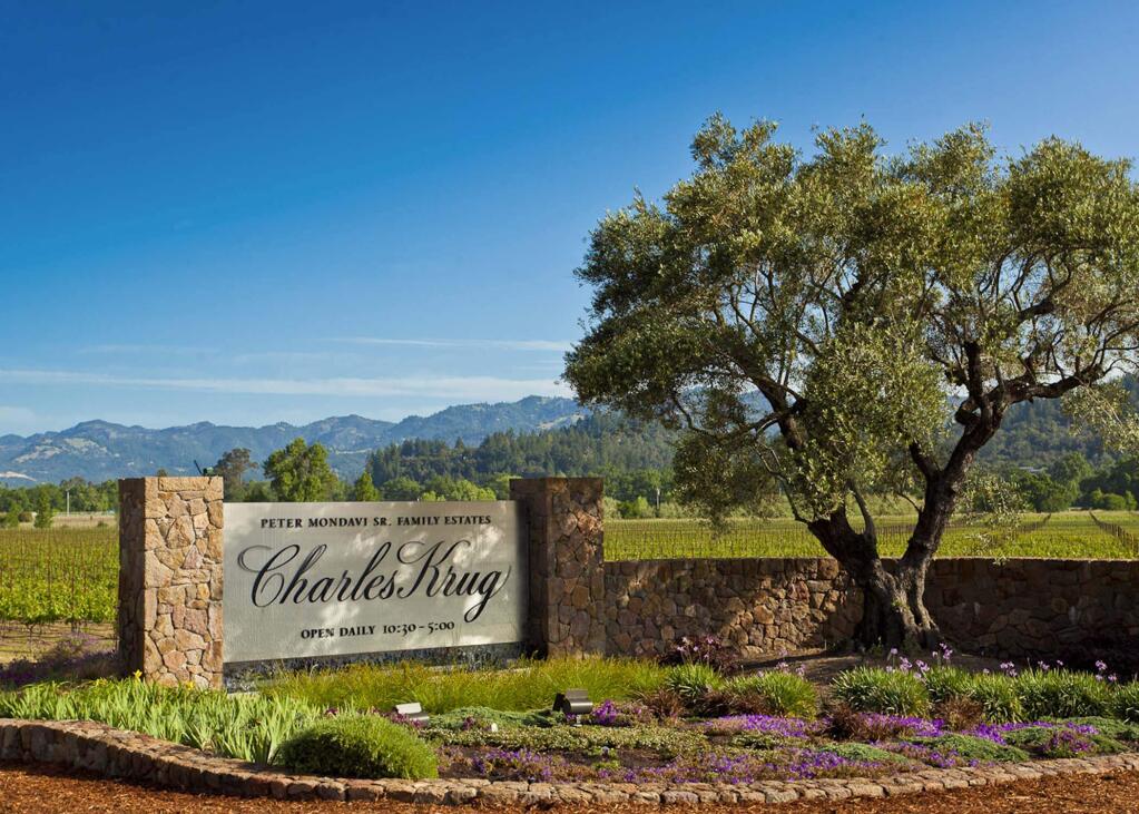 Entrance to the Charles Krug winery, the location of the 2023 Heritage Fire competition. The live-fire cooking event returns to Napa Valley on Sunday, Aug. 20. (Mondavi & Family photo)