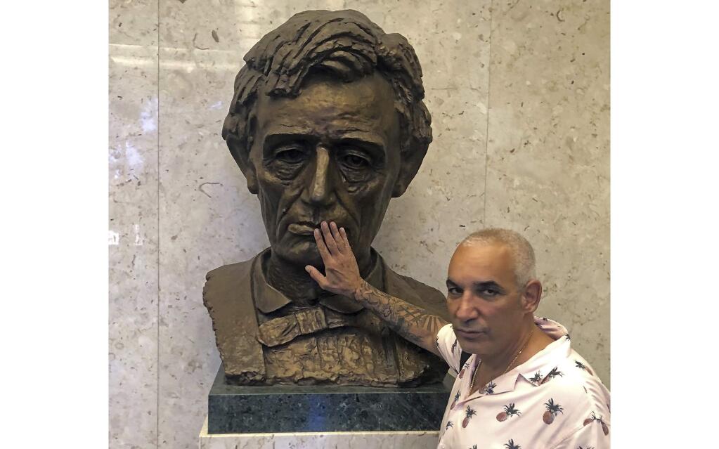 This Aug. 19, 2019 photo released by Courtesy of FilmOn Networks shows Alki David, CEO of FilmOn Networks at the Stanley Mosk Courthouse, while the trial with Mahim Kahn was underway in Los Angeles. David's attorney said Monday, Dec. 2, that the billionaire has been hit with more than $58 million in damages after a jury found him liable for battery, sexual battery and sexual harassment against a former employee. (Owen Phillips/FilmOn Networks via AP)