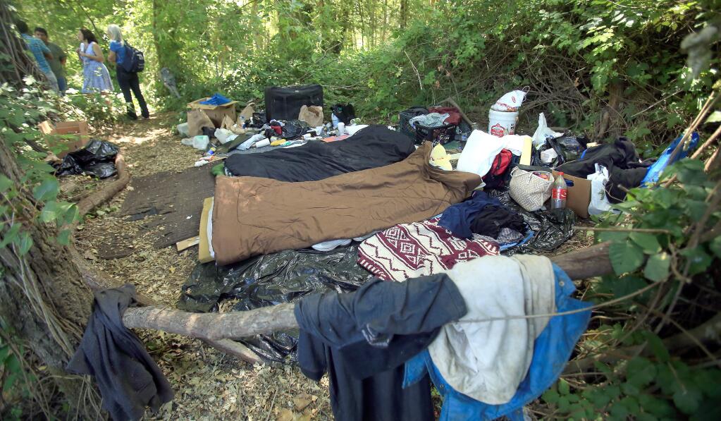 A homeless camp in Guerneville, Wednesday June 17, 2015. (Kent Porter / Press Democrat) 2015