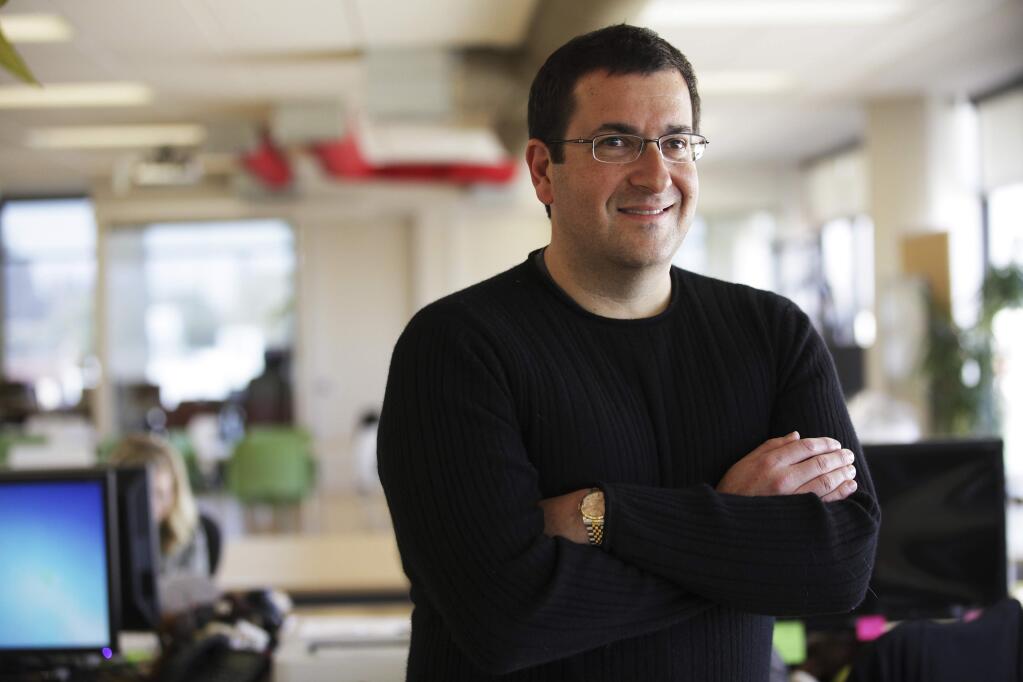 FILE -- David Goldberg, the chief executive of SurveyMonkey, at the firm's headquarters in Palo Alto, Calif., Feb. 1, 2013. Goldberg, a serial Silicon Valley entrepreneur whose wife, the Facebook executive Sheryl Sandberg, described his invaluable support in her blockbuster book “Lean In,” died on May 1, 2015. He ways 47. (Jim Wilson/The New York Times)