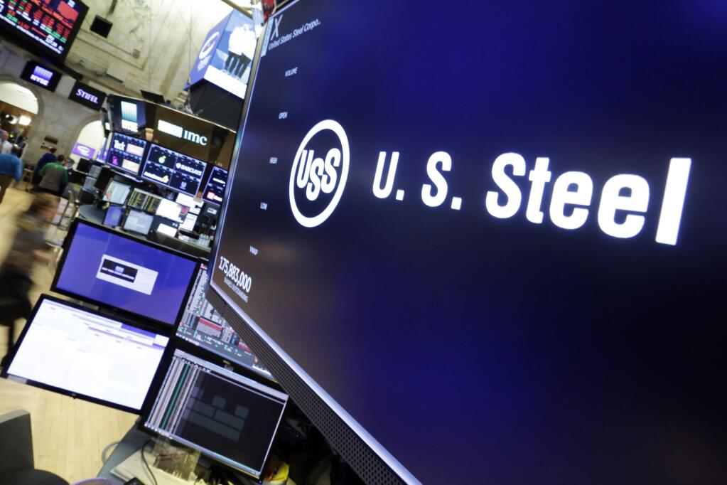 The logo for U.S. Steel appears above a trading post on the floor of the New York Stock Exchange, Friday, March 2, 2018. President Donald Trump on Friday insisted 'trade wars are good, and easy to win,' a bold claim that will likely find many skeptics, including those on Wall Street and even some Republicans. (AP Photo/Richard Drew)