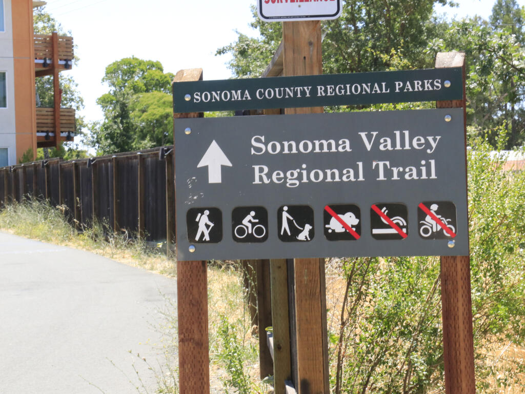 Sonoma County's Central Valley trial is a Class I bike path in the Springs neighborhoods that passes by a new affordable-housing complex. May 30, 2021.  (Christian Kallen/Sonoma Index-Tribune)