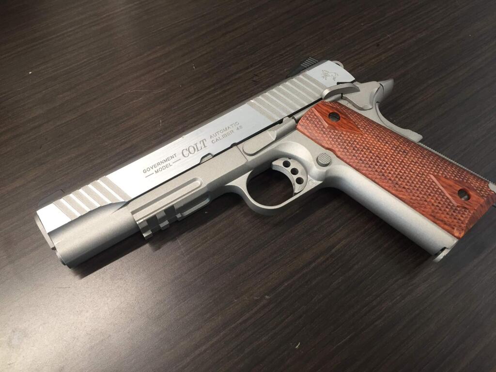 The replica Colt .45 Windsor police allege two teens had in their possession when they were arrested Monday, May 29, 2017. (COURTESY OF WINDSOR POLICE)