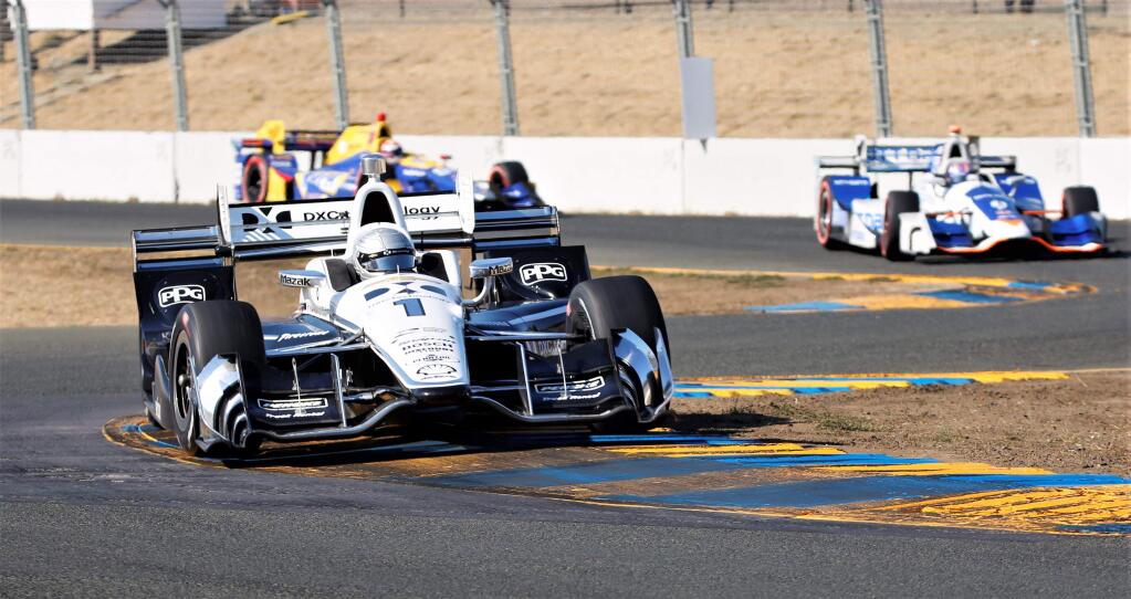Simon Pagenaud navigates through the 'S' turns at last year's IndyCar season finale at Sonoma Raceway on Sunday, Sept. 17, 2017. (WILL BUCQUOY/ FOR THE PD)