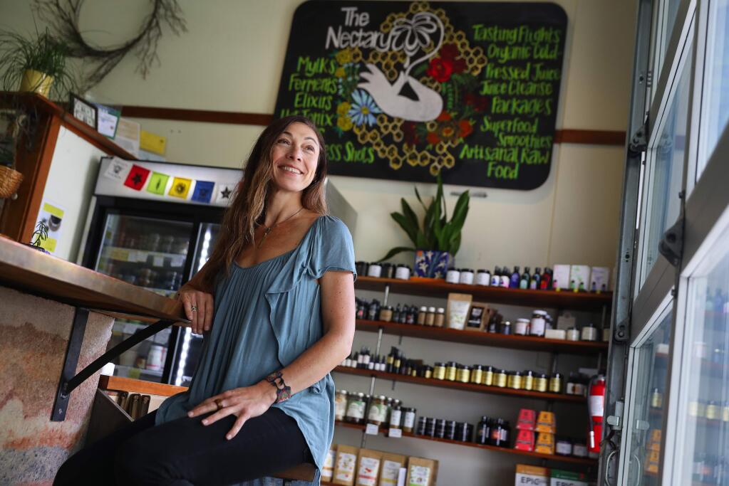 Gia Baiocchi is the owner of The Nectary, a juice and smoothie bar at The Barlow in Sebastopol. She opened a second shop in Healdsburg in summer 2017.(Christopher Chung / The Press Democrat) 2017