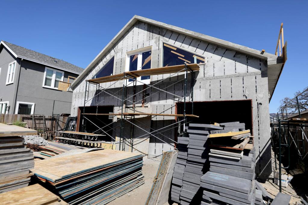 A concrete home being built by Savior Structures on Willow Green Place in Santa Rosa on Wednesday, Oct. 2, 2019. (BETH SCHLANKER/The Press Democrat)