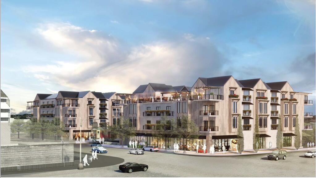 A rendering of the proposed 123-room hotel in Napa’s Oxbow district, known as the First and Oxbow Gateway. (City of Napa)