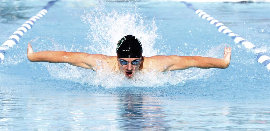 Bill Hoban/Index-TribuneSonoma's Dominic Tommasi won two events and was part of two winning relay teams Thursday as both the boys and girls swimming Dragon teams beat El Molino.