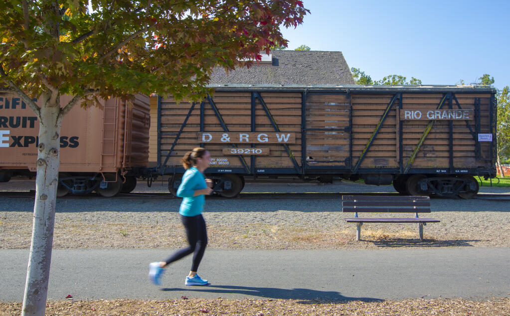The cattle car, part of the train exhibit outside the Depot Park Museum on First Street East, will soon be relocated to another train museum. (Photo by Robbi Pengelly/Index-Tribune)