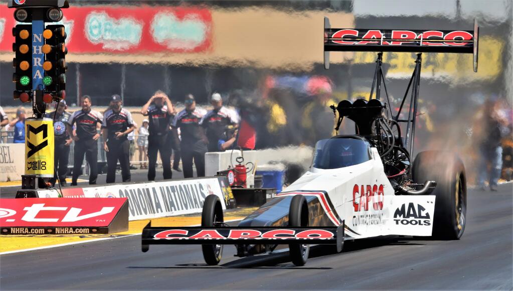 Steve Torrence loses to Billy Torrence in the semi finals at the NHRA Sonoma Nationals at Sonoma Raceway in Sonoma, California, on Sunday, July 28, 2019. (WILL BUCQUOY/ For The Press Democrat)
