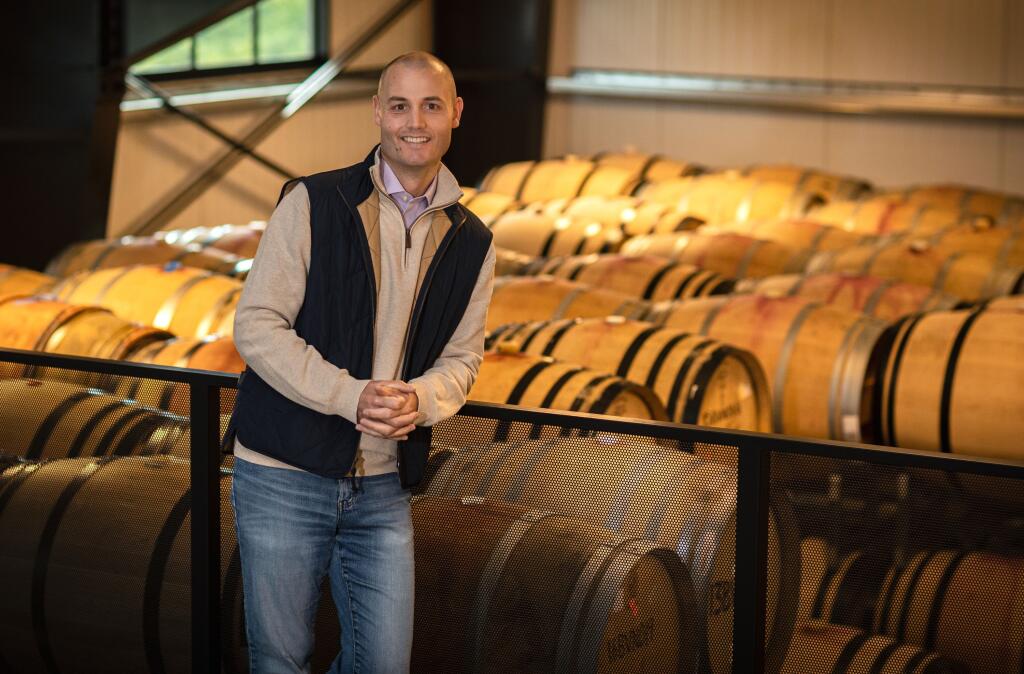 General Manager Yannick Girardo stands in the barrel rool of Seven Apart winery, completed in Napa Valley in 2020. Because of the coronavirus pandemic delay of completion of the hospitality center, the winery had to put its marketing emphasis on digital. (courtesy of Seven Apart)