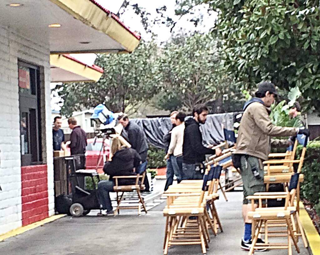 Ted Sillanpaa/Argus-Courier StaffCrew filming a commercial at McDonald's on McDowell Boulevard at East Washington Street.