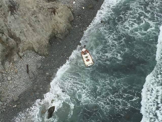 A photo taken from Sonoma County Sheriff's helicopter Henry 1 shows a boat reported missing after it did not return to Bodega Harbor on Friday, April 17, 2015. (FRIENDS OF HENRY 1)