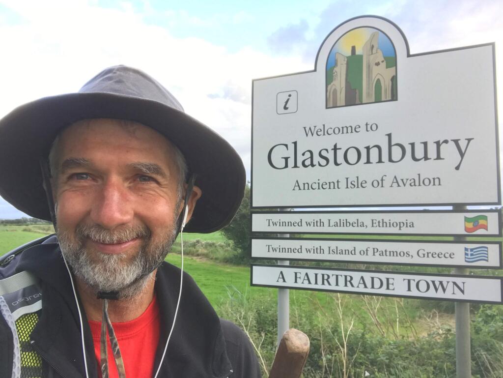 Ray Cooper: This selfie was taken at Glastonbury, one stop on his massive 781-mile trek across England and Scotland.PHOTO BY RAY COOPER.