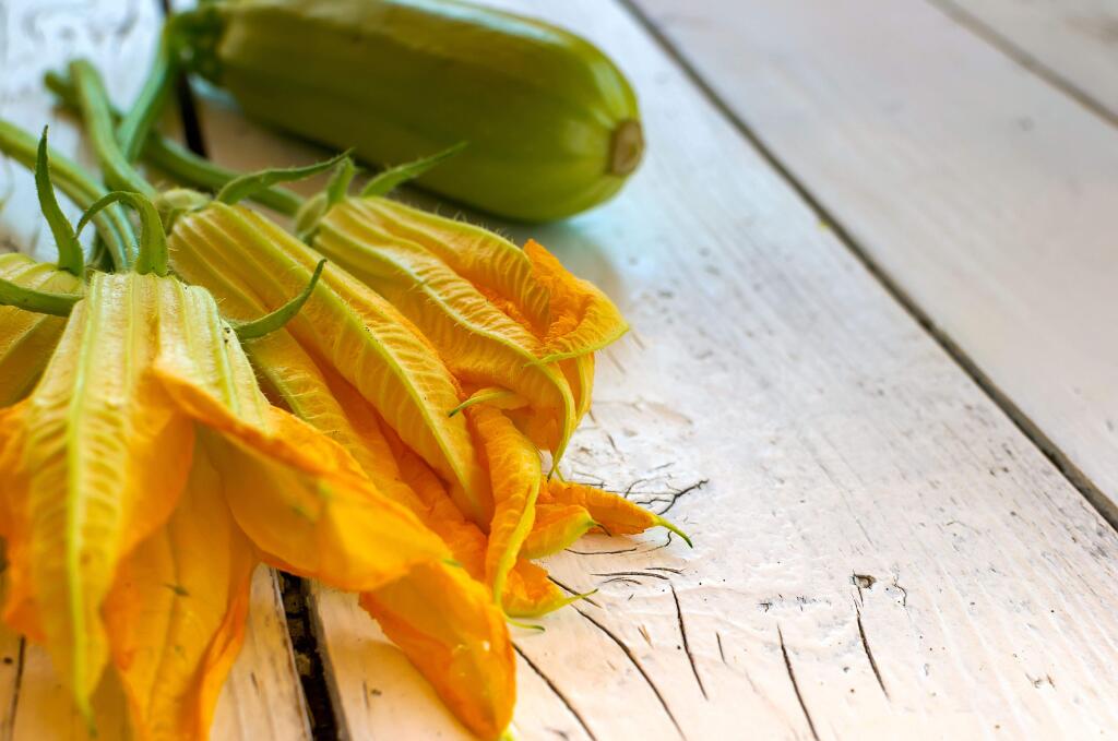 Zucchini blossoms have a subtle flavor and can even be eaten raw.