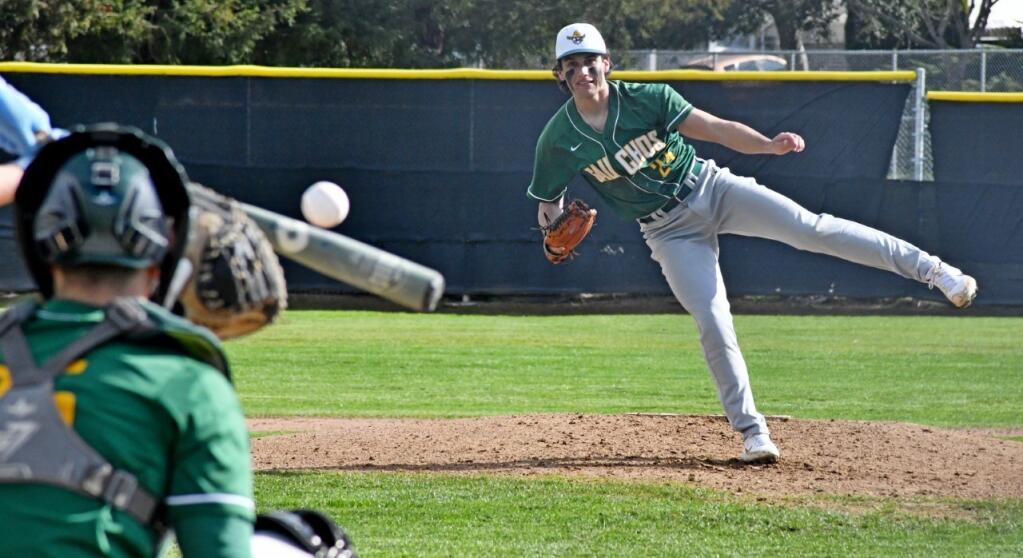 Casa Grande’s Austin Steeves shut out Petaluma on just one hit. (Sumner Fowler / For the Argus-Courier)