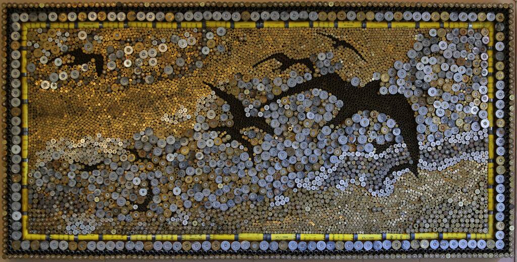 A mosaic created with used ammunition shell casings by John Ton.(Christopher Chung/ The Press Democrat)