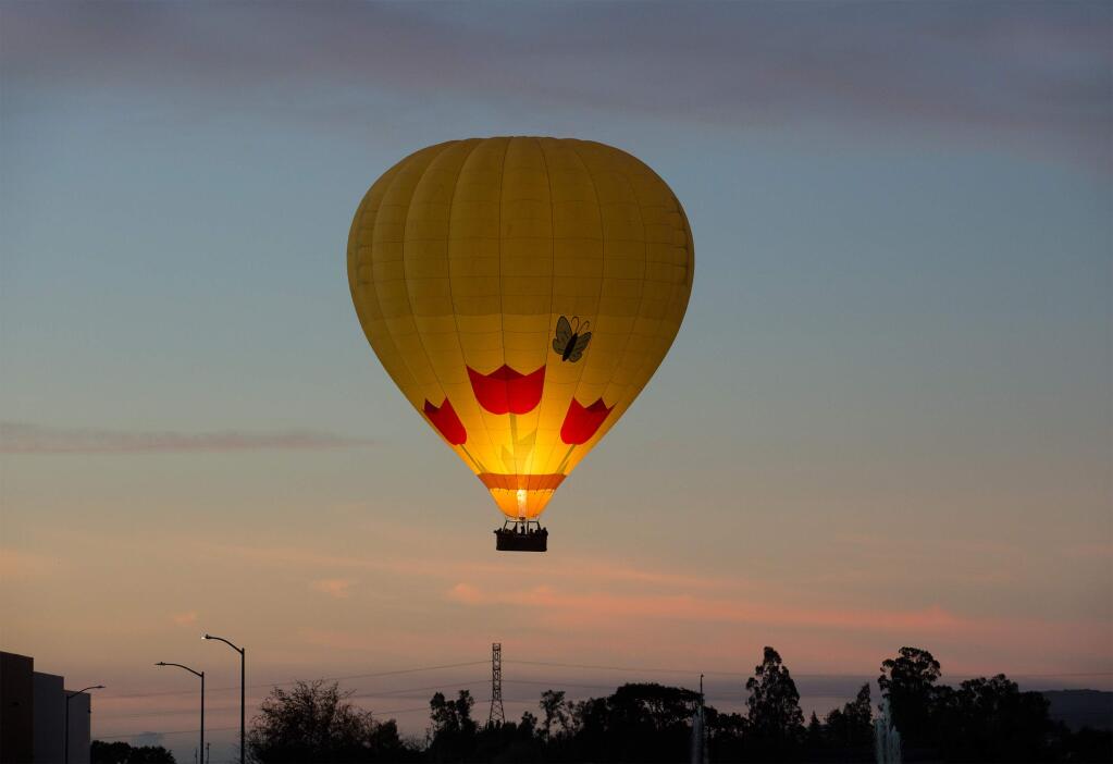 Hot-air balloons now take off from Sonoma Skylark Airfield on 8th St. East. Sonoma Ballooning Adventures take off in the early hours of the morning, so that passengers can enjoy a sunrise over the grape vines of the Carneros. (Photo by Robbi Pengelly/Index-Tribune)