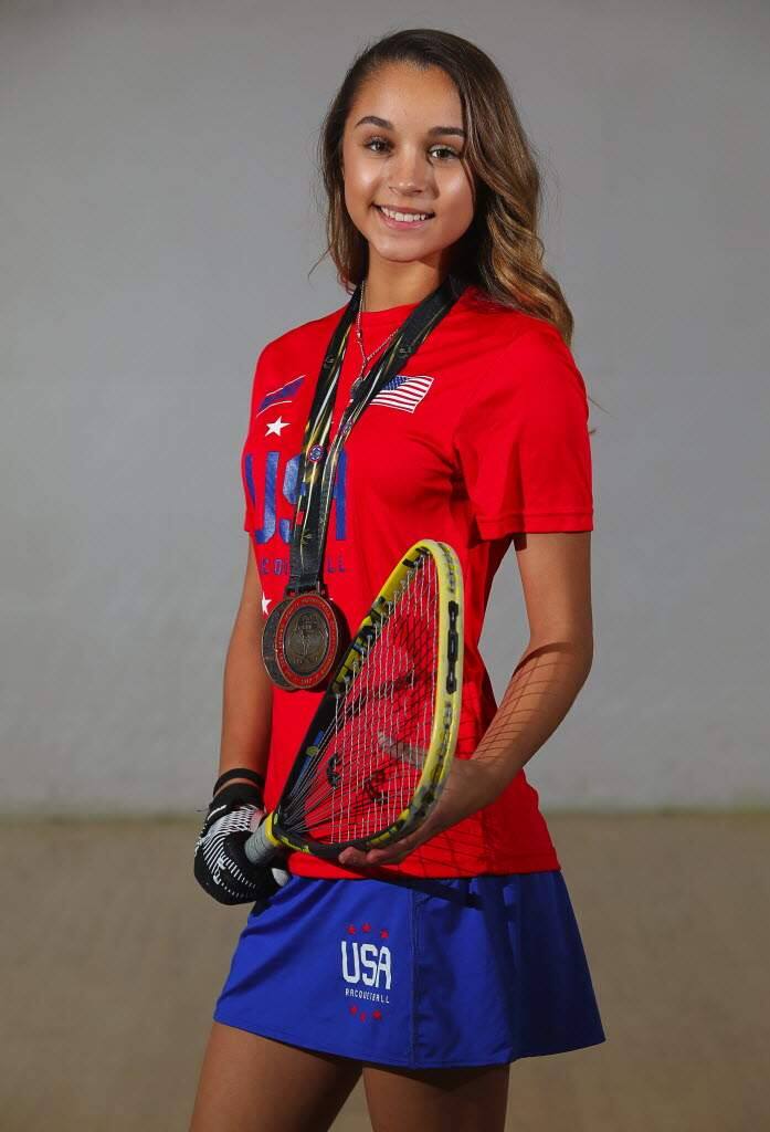 CHRISTOPHER CHUNG/THE PRESS DEMOCRATPenngrove's Heather Mahoney took two medals in the World Junior Racquetball Championships in Mexico, winning gold in the 14-and-under doubles and silver in singles.