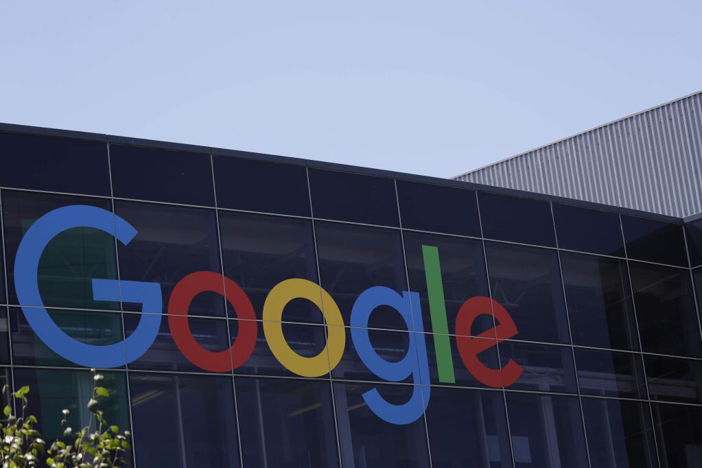 FILE - This July 19, 2016, file photo shows the Google logo at the company's headquarters in Mountain View, Calif. (AP Photo/Marcio Jose Sanchez, File)