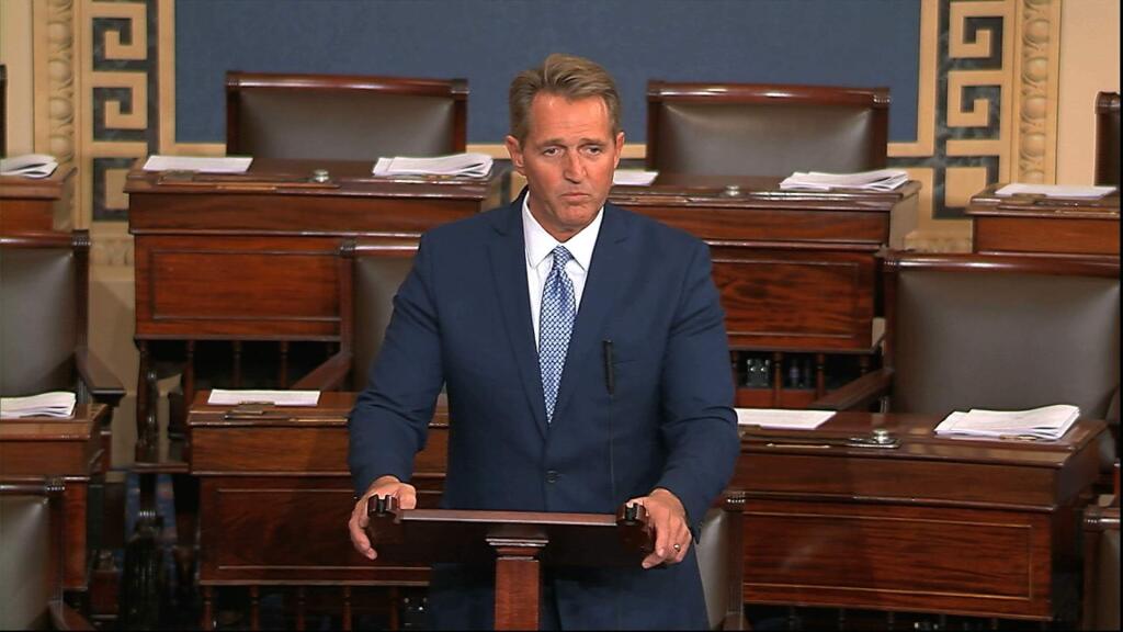 Sen. Jeff Flake, R-Arizona, speaks Tuesday on the Senate floor. (Senate TV)