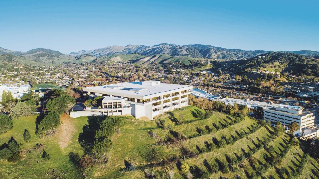 The 74,000-square-foot 1 Thorndale Drive office building overlooks north San Rafael from a hilltop. (Ross Pushinaitis / Exceptional Frames) Feb. 7, 2018