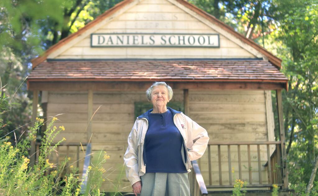 Florence Bates attended R.A. Daniels School off Mill Creek Road near Venado, west of Healdsburg, in 1938. The school had been in disrepair for years, but in the past few years, restoration has begun to preserve the old school, Monday June 22, 2015. (Kent Porter / Press Democrat) 2015