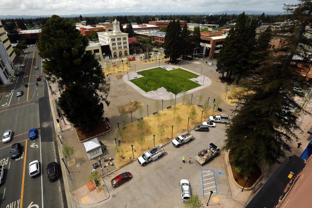 Fifty years after four lanes of Mendocino Avenue separated Old Courthouse Square in two, the square has been reunified in downtown Santa Rosa. (JOHN BURGESS/ PD)