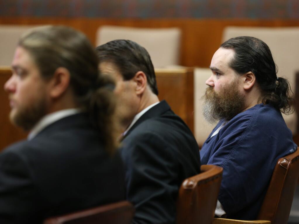 Shaun Gallon at his sentencing hearing in Sonoma County Superior Court in Santa Rosa on Monday, July 15, 2019. Gallon was sentenced to life in prison for the killings of a young couple in 2004, the 2017 murder of his brother and a 2004 attempted murder. (BETH SCHLANKER/ PD)