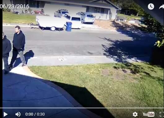 Screen grab from surveillance video of suspects in home-invastion robbery Thursday, June 23. (Cotati Police Department)