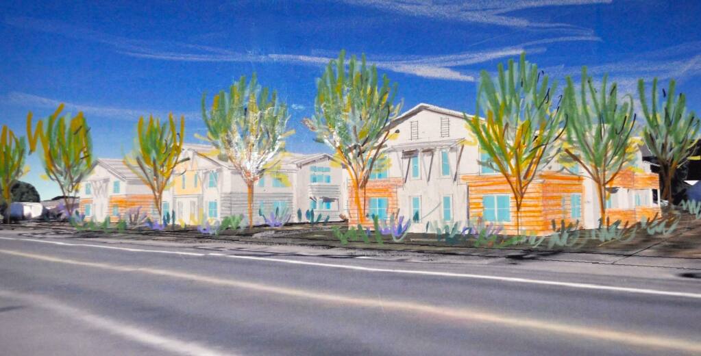 Artist rendering of a 30-unit farmworker apartment complex under construction in April 2016 near Charles M. Schulz-Sonoma County Airport.