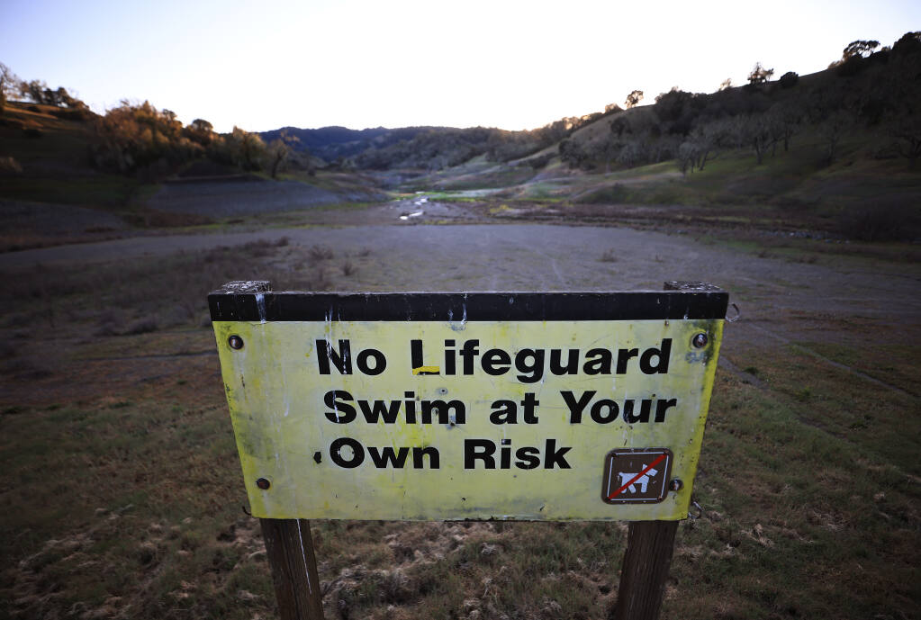 The recreation area at Yorty Creek remains high and dry, with the nearest body of water at Lake Sonoma nearly 400 yards from the recreation area, Thursday, March 10, 2022. (Kent Porter / The Press Democrat) 2022