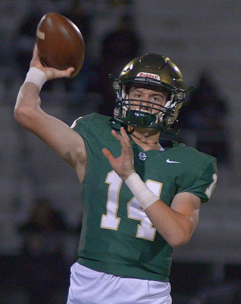Casa Grande quarterback Jacob Porteous is one of the most prolific passers ever in the North Coast Section. (SUMNER FOWLER / FOR THE ARGUS-COURIER)