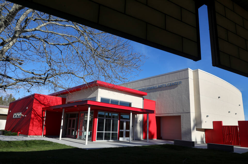The new Performing Arts Center building on the El Molino High School campus remains largely unused in Forestville on Thursday, March 11, 2021.  (Christopher Chung/ The Press Democrat)