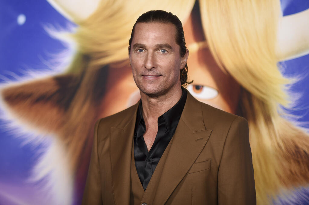 Matthew McConaughey arrives at the premiere of "Sing 2" on Sunday, Dec. 12, 2021, at the Greek Theatre in Los Angeles. (Photo by Richard Shotwell/Invision/AP)