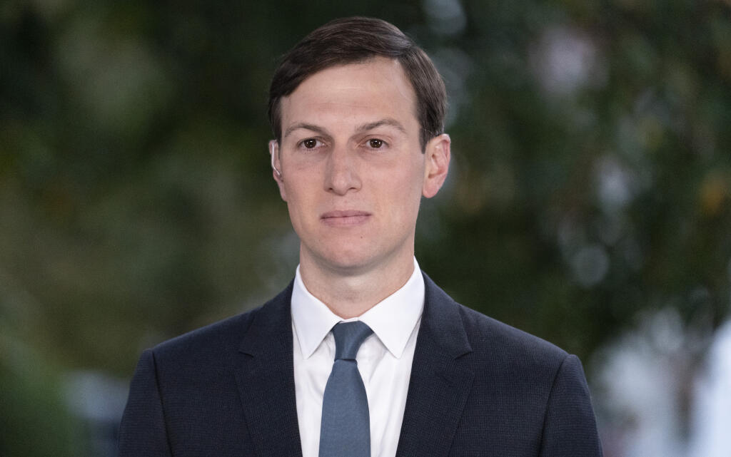 FILE - Jared Kushner does a television interview at the White House on Oct. 26, 2020, in Washington. (AP Photo/Alex Brandon, File)
