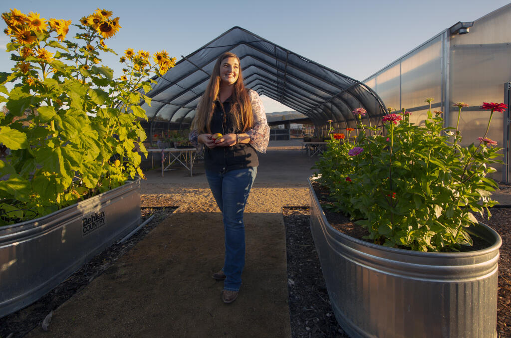 Jessica Hamilton, the new ag teacher at Sonoma Valley High School, at the farm on the high school’s campus on Wednesday, Sept. 23. (Photo by Robbi Pengelly/Index-Tribune)