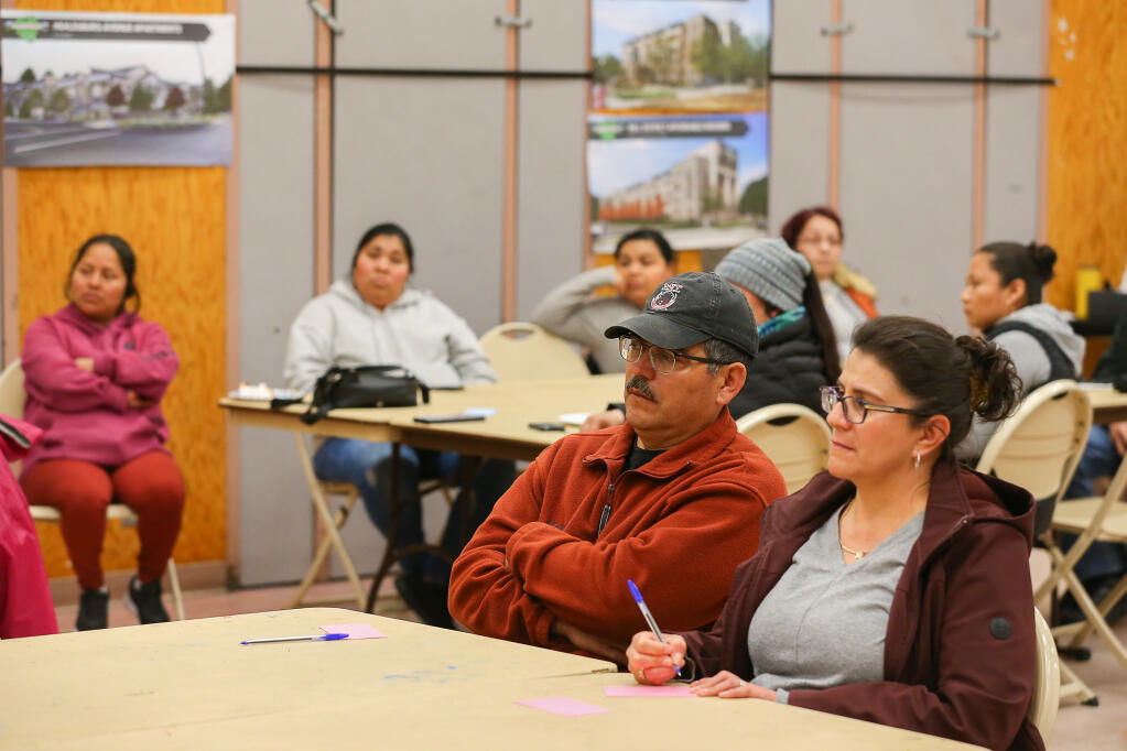 Healdsburg residents attend a previous community encuentro event discussing Living Together: Housing and Planning for a Better Healdsburg put on by the City of Healdsburg on Thursday, March 9, 2023.  (Christopher Chung/The Press Democrat)