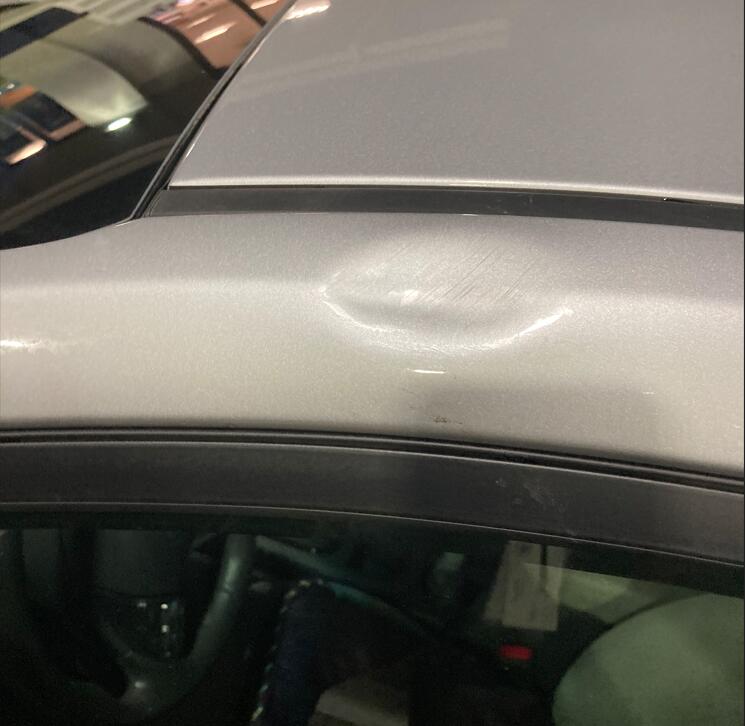 Petaluma police issued this photo of a vehicle allegedly damaged by a man wielding a skateboard on Tuesday, March 7, 2023. (Photo courtesy Petaluma Police Department)