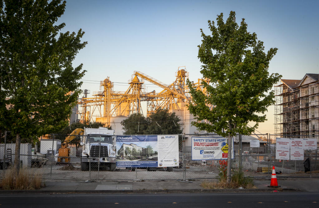Construction began in April 2022 on an affordable housing site at 414 Petaluma Blvd. N., seen here in May of that year. The 45-unit MidPen development is due to open sometime in 2024. (CRISSY PASCUAL/ARGUS-COURIER STAFF)