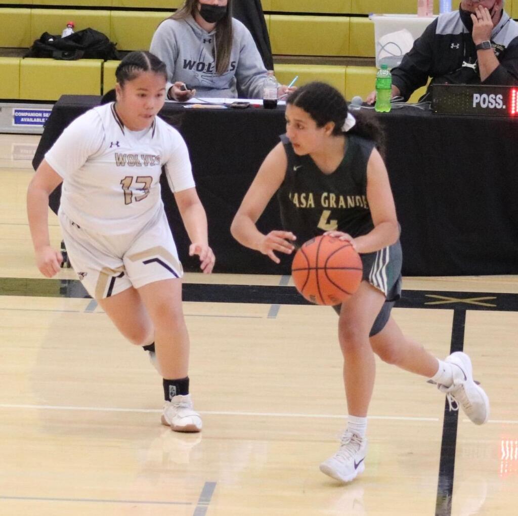 Casa Grande’s Mazin Dahmani, shown bringing the ball up in a game at American Canyon, has been a key player for the Gauchos in back-to-back wins over VVAL co-leaders American Canyon and Petaluma. (STEVEN ROBERTSON PHOTO)