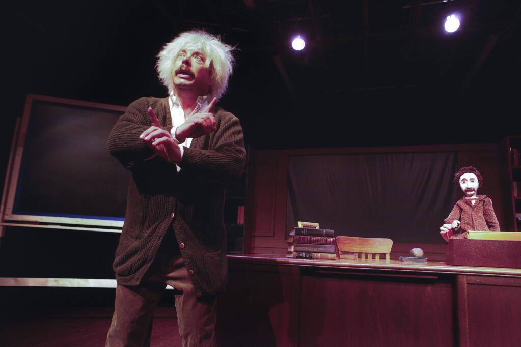Petaluma, CA. Monday, February 06, 2017._Eric Thompson, in the role of Einstein, rehearses for the production of 'One Stone' at the Cinnabar Theatre. (CRISSY PASCUAL/ARGUS-COURIER STAFF)