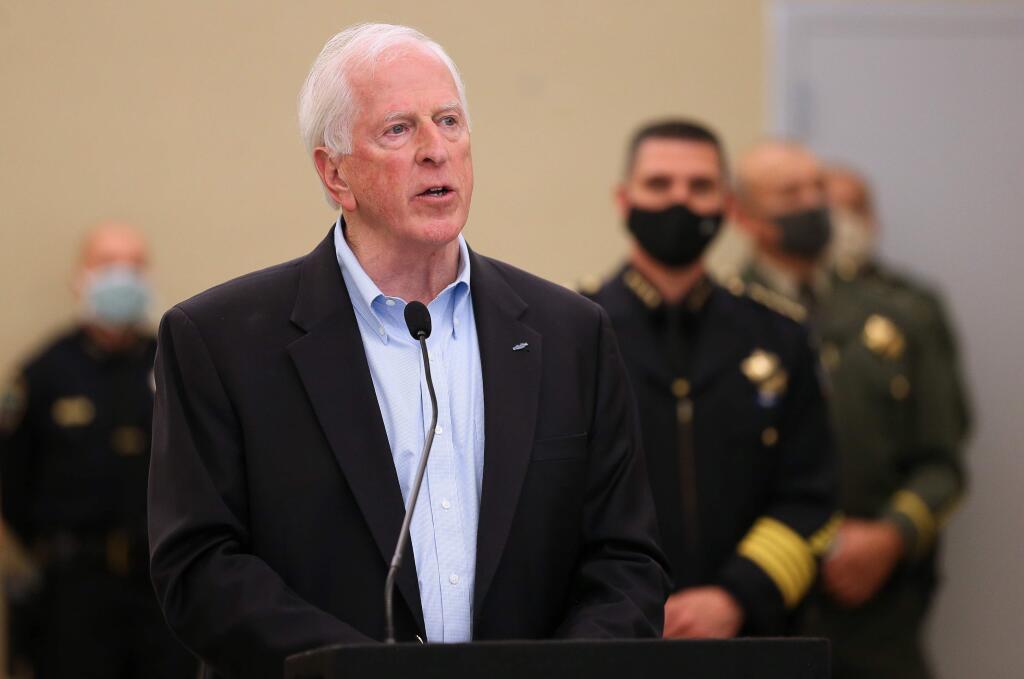Rep. Mike Thompson speaks during a press conference about local police reform, in Santa Rosa on Wednesday, June 10, 2020. (Christopher Chung / The Press Democrat)