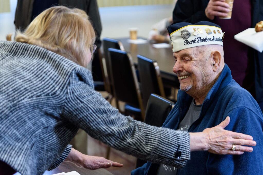 Veterans and their families, and some widows and families standing in for veterans who have since passed away, took part in a Pearl Harbor Remembrance ceremony at the Santa Rosa Veterans Memorial Building, Wednesday, Dec. 7, 2016. (Photo: Jim Noonan)