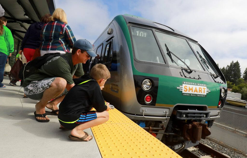Students from anywhere can ride the SMART train and other area public transit for free, all summer. (John Burgess / The Press Democrat file)