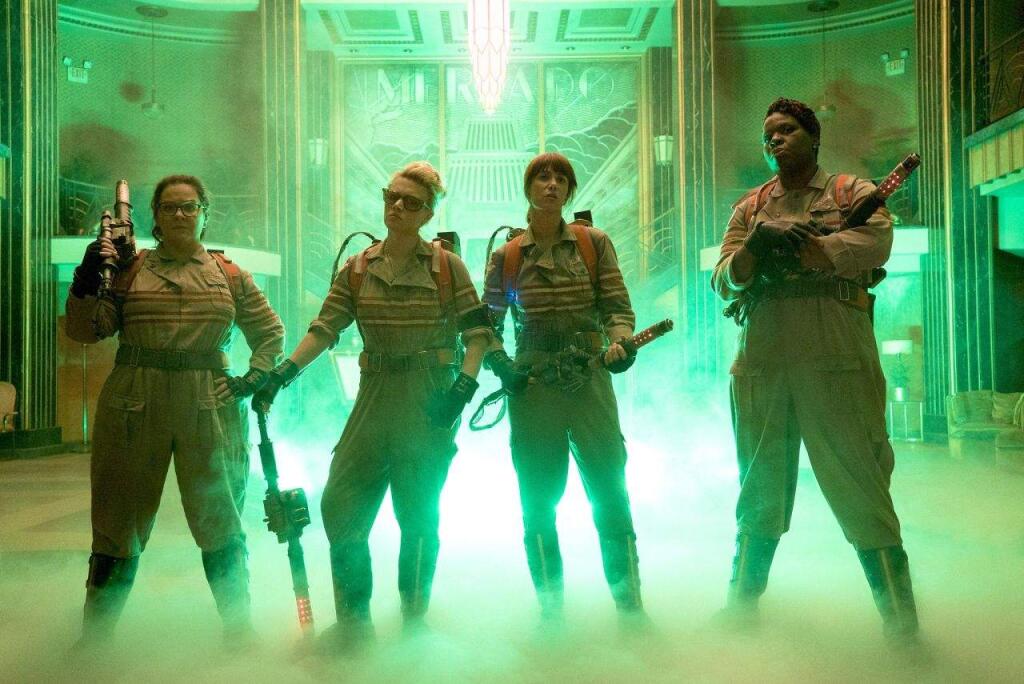 Melissa McCarthy, Kate McKinnon, Kristin Wiig and Leslie Jones are the new crew in 'Ghostbusters' remake.(Studio)