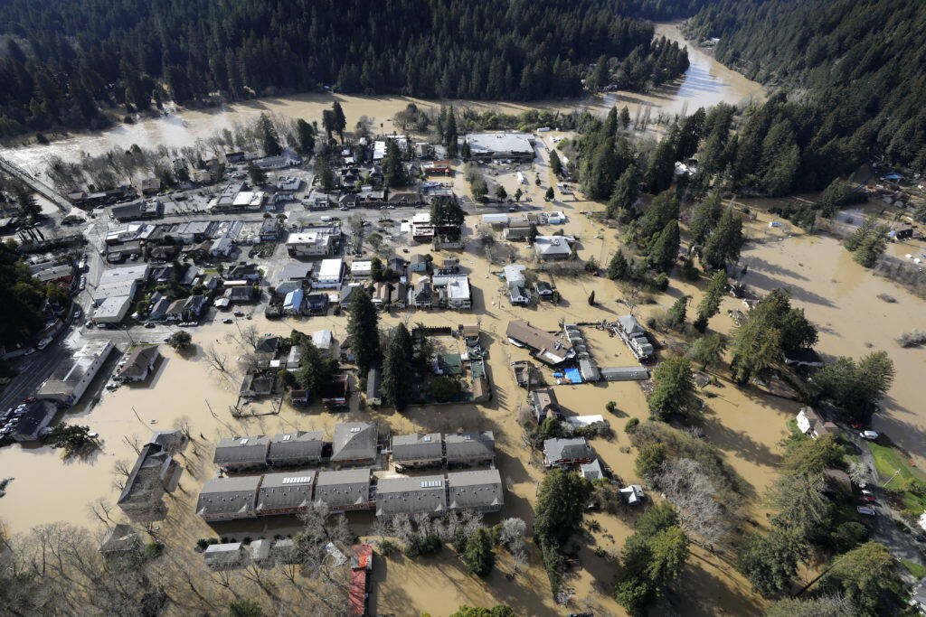 Floodwaters in Guerneville on Thursday, Feb. 28, 2019. (BETH SCHLANKER/ The Press Democrat)